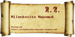 Milenkovits Nepomuk névjegykártya